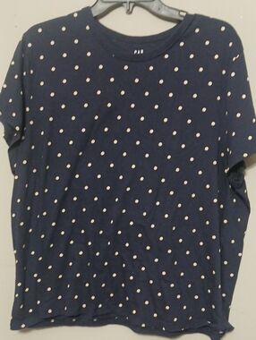 Womens Xxl GAP Navy Blue Tee with White Polka Dots